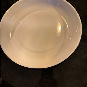 Pottery Barn Enamel White Blue Rim Serving platter Enameled Vintage
